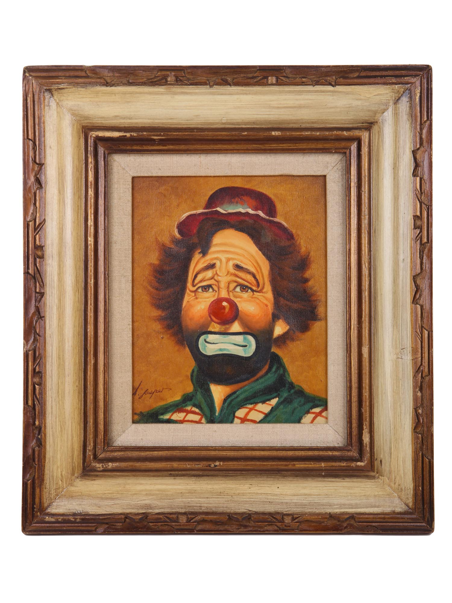 OIL PAINTING PORTRAIT OF CLOWN SIGNED BY A JASPER PIC-0